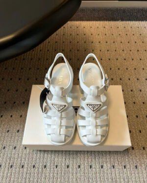 Prada Monolith Crochet Cage Sandals 9cm