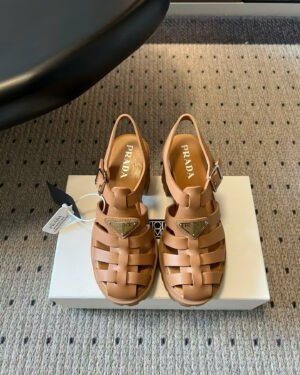 Prada Monolith Crochet Cage Sandals 9cm