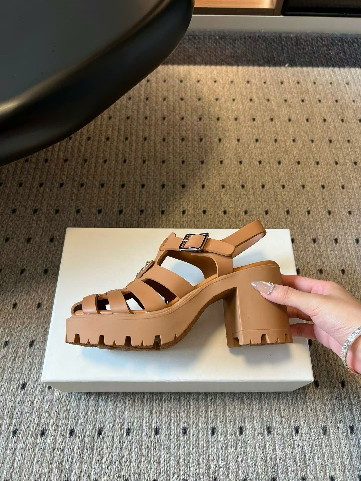 Prada Monolith Crochet Cage Sandals 9cm - Image 8