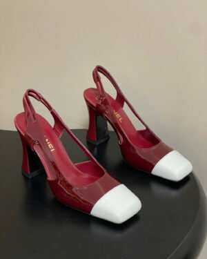 Chanel Crumpled Shiny Lambskin Slingbacks Shoes 9cm