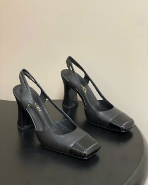 Chanel Crumpled Shiny Lambskin Slingbacks Shoes 9cm
