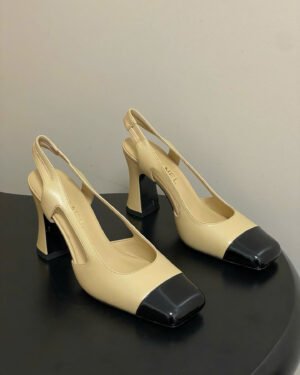 Chanel Crumpled Shiny Lambskin Slingbacks Shoes 9cm