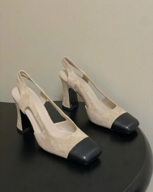 Chanel Crumpled Shiny Lambskin Slingbacks Shoes 9cm