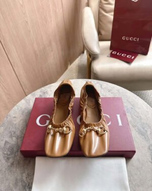 Gucci Prima Horsebit Leather Ballet Flats Shoes