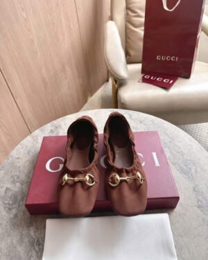 Gucci Prima Horsebit Leather Ballet Flats Shoes