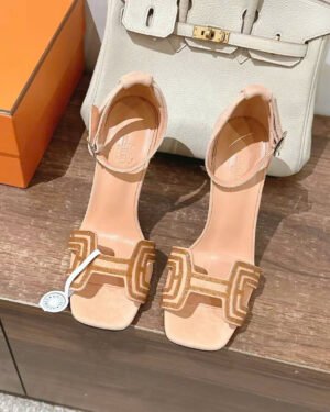 Hermès Joy Sandal Amarante Suede Leather 10.5cm
