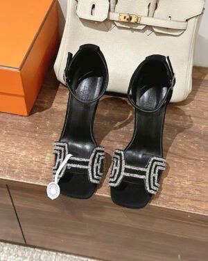 Hermès Joy Sandal Amarante Suede Leather 10.5cm
