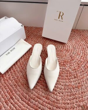The Row Women's Real Leather Pointed-Toe Kitten Heel Mules