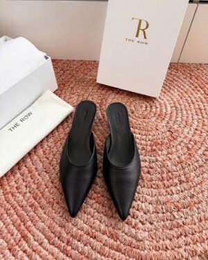The Row Women's Real Leather Pointed-Toe Kitten Heel Mules