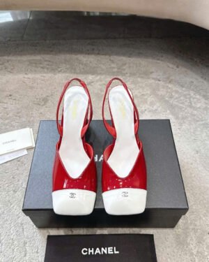 Chanel Square-Toe Slingbacks Laminated Calfskin & Lambskin Shoes 9cm