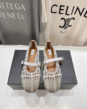 Alaïa Fishnet Mary Jane Ballet Flats Shoes
