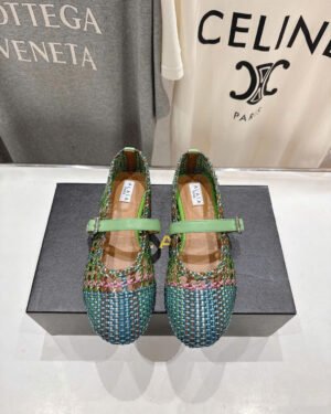 Alaïa Fishnet Mary Jane Ballet Flats Shoes