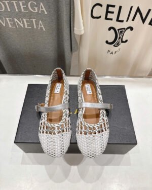 Alaïa Fishnet Mary Jane Ballet Flats Shoes