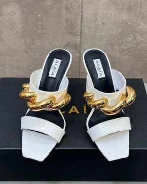 Alaïa Wave Jewels 110 Suede Wedge Mules