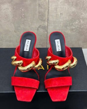 Alaïa Wave Jewels 110 Suede Wedge Mules