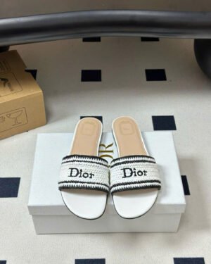 Dioriviera Dior Woven Slide Crocheted Raffia-Effect