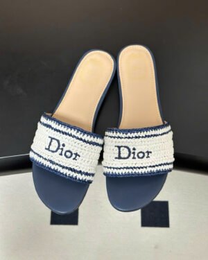 Dioriviera Dior Woven Slide Crocheted Raffia-Effect