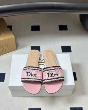 Dioriviera Dior Woven Slide Crocheted Raffia-Effect