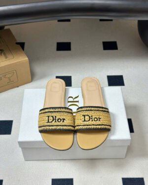 Dioriviera Dior Woven Slide Crocheted Raffia-Effect