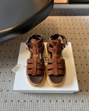 Prada Suede Crisscross Platform Sandals 5.5cm