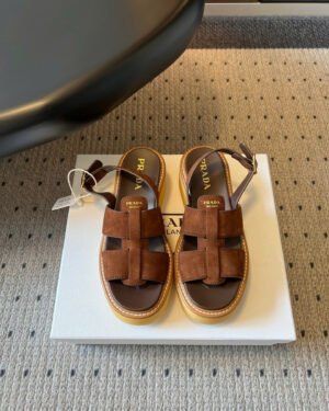 Prada Suede Crisscross Platform Sandals 5.5cm