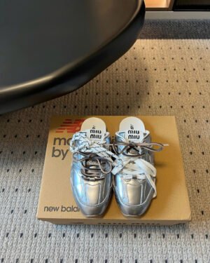 Miu Miu x New Balance 530 SL Metallic Leather Mules