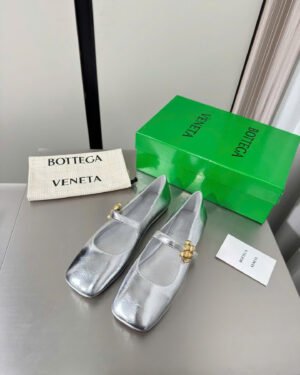 Bottega Veneta Charlotte Mary-Jane Ballerina in Basalt Shoes