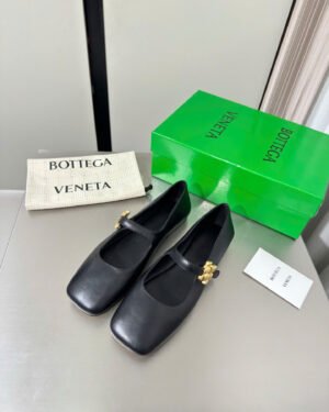 Bottega Veneta Charlotte Mary-Jane Ballerina in Basalt Shoes
