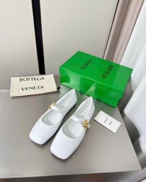Bottega Veneta Charlotte Mary-Jane Ballerina in Basalt Shoes