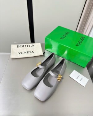 Bottega Veneta Charlotte Mary-Jane Ballerina in Basalt Shoes