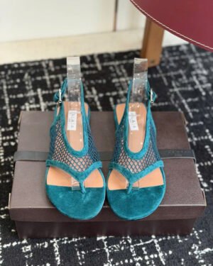 Alaïa Flex Mesh Thong Sandals in Patent Leather