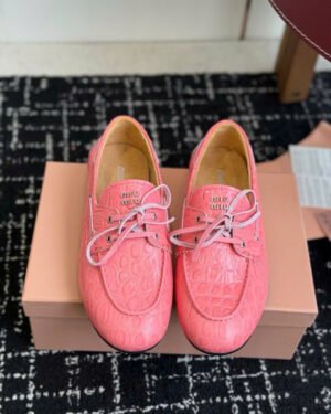 Miu Miu Croc-Embossed Leather Flats Shoes