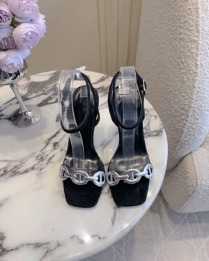 Hermès Suede Heeled Sandals 9cm