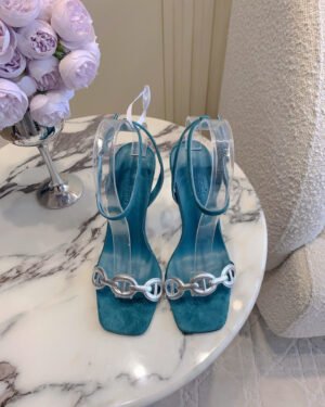 Hermès Suede Heeled Sandals 9cm