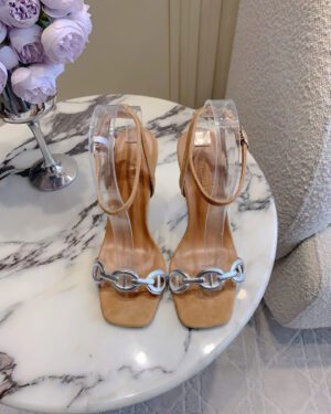 Hermès Suede Heeled Sandals 9cm