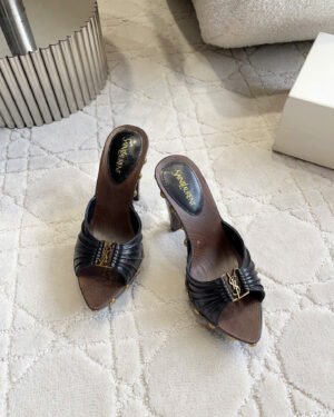 Saint Laurent Leather Babylone Clog Mules 12cm