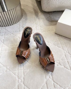Saint Laurent Leather Babylone Clog Mules 12cm