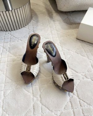 Saint Laurent Leather Babylone Clog Mules 12cm