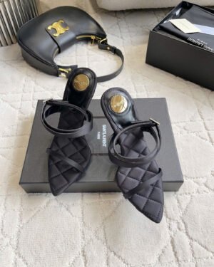 Saint Laurent Heeled Sandals in Satin Crepe 10.5cm