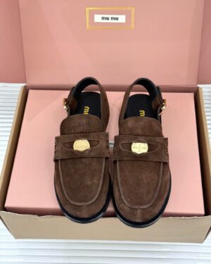 Miu Miu Vintage-Effect Leather Slingback Penny Loafers