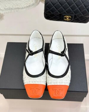 Chanel Tweed Sequin Mary Jane Flat Shoes