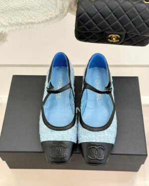 Chanel Tweed Sequin Mary Jane Flat Shoes