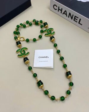 Vintage Chanel Paris Haute Couture Runway Emerald Gripoix Necklace