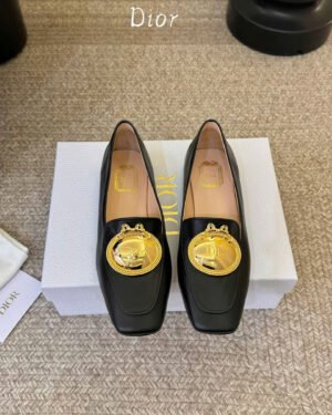 Dior Médaillon Buckle Loafer Black Lambskin Women's Shoes