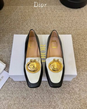 Dior Médaillon Buckle Loafer Black Lambskin Women's Shoes