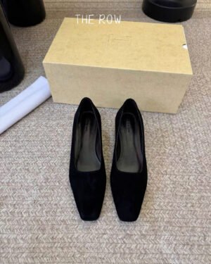 The Row June Suede Wedges in Espresso Shoes