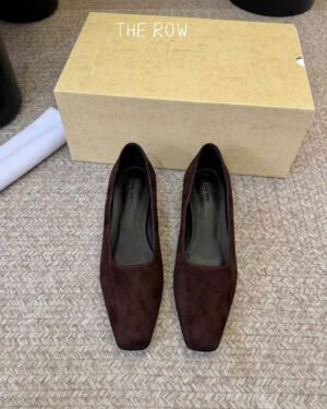 The Row June Suede Wedges in Espresso Shoes