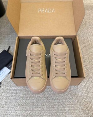 Prada Court Leather Sneaker Unisex Shoes