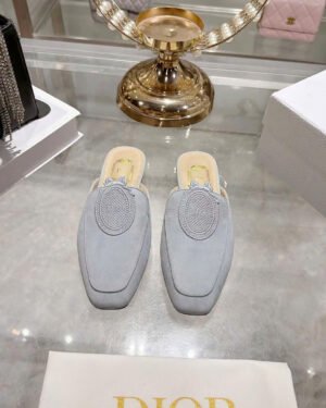 Dior Médaillon Mule Khaki Suede Goatskin
