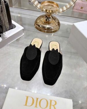 Dior Médaillon Mule Khaki Suede Goatskin